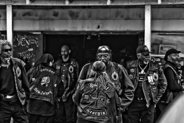 Members of various Southern chapters of the Outcast Motorcycle Club.
