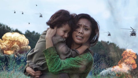 Niki Badua and Linder Sutton in Serenbe Playhouse's production of Miss Saigon