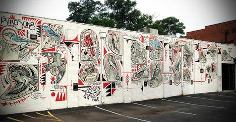 Mural titled "Birdsong," by David Hale, in conjunction with Athfest Educates, Lyndon House, and Philanthropy Fashion in Athens, GA.