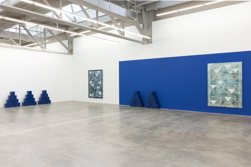 Installation view of Kamrooz Aram’s exhibition "Ancient Blue Ornament" at Atlanta Contemporary through April 1. 