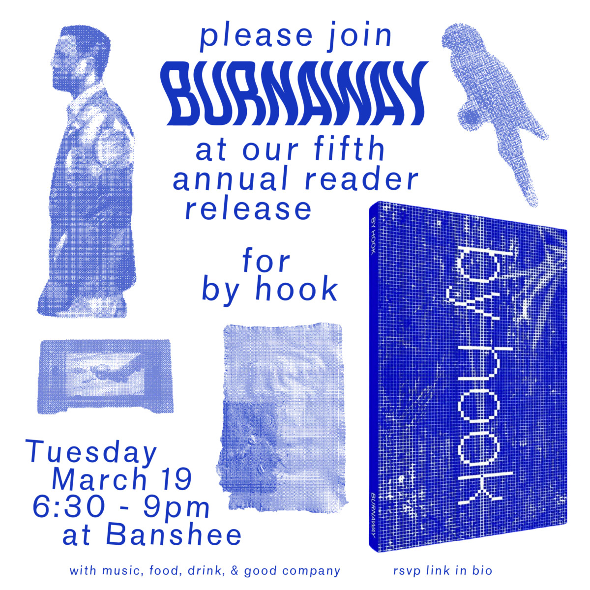 Flyer for Burnaway Reader by hook release party.